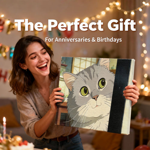 Custom Anime Pet Portrait - Japanese Animation Style Canvas - Personalized Manga Art